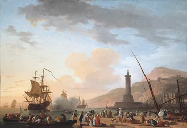 A Seaport at Sunset